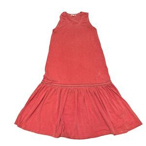 Sundry Tank Dress Women's 0 Coral Embroidered Drop Waist Flouncy Sleeveless Midi